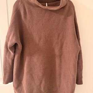Free People Cowl Neck Sweater in Mauve